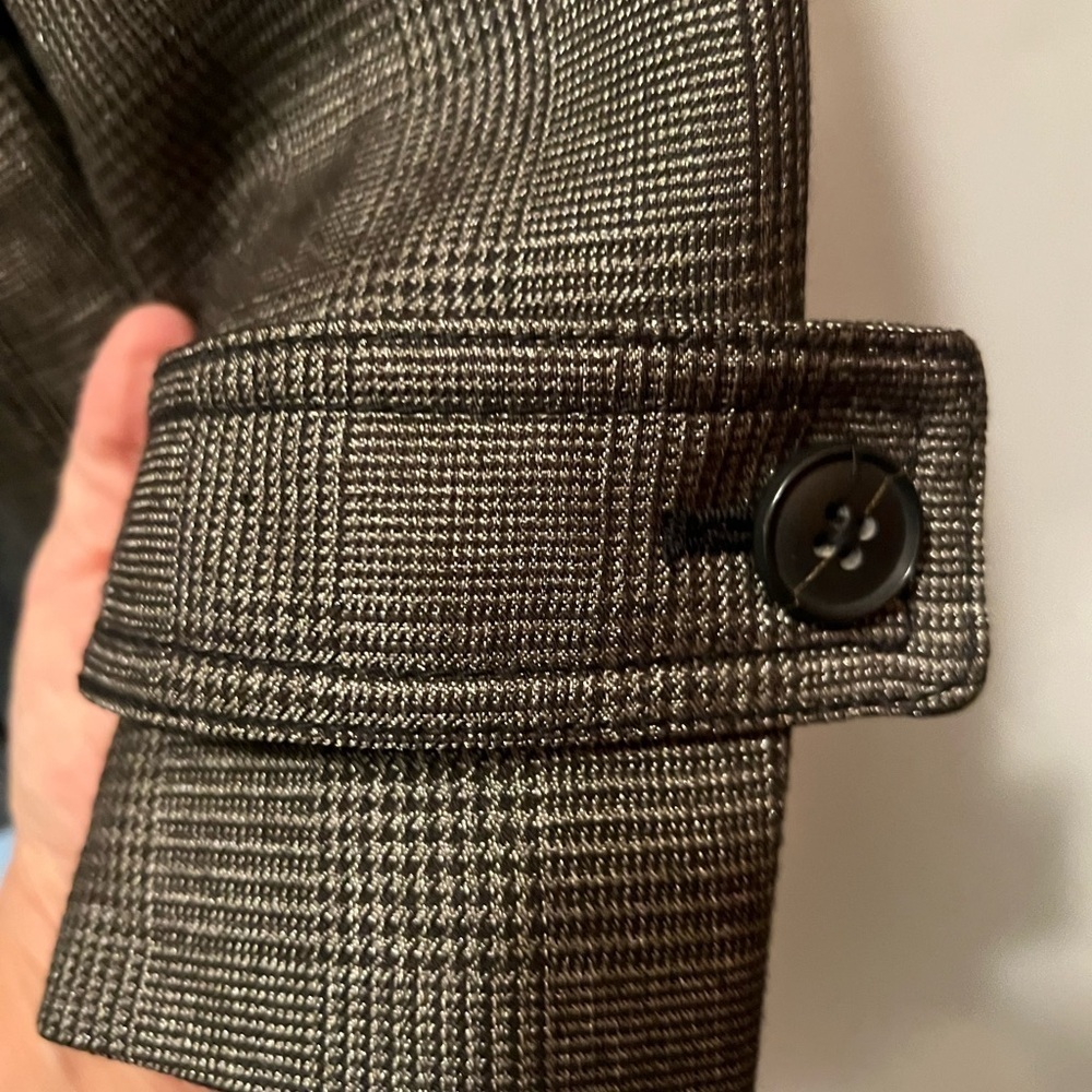 Banana Republic Black Plaid Short Trench, Size 2 - Picture 7 of 8